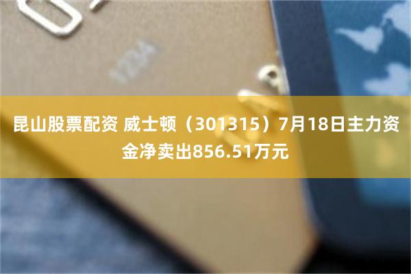 昆山股票配资 威士顿（301315）7月18日主力资金净卖出856.51万元