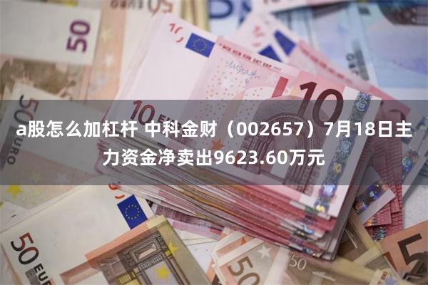 a股怎么加杠杆 中科金财（002657）7月18日主力资金净卖出9623.60万元