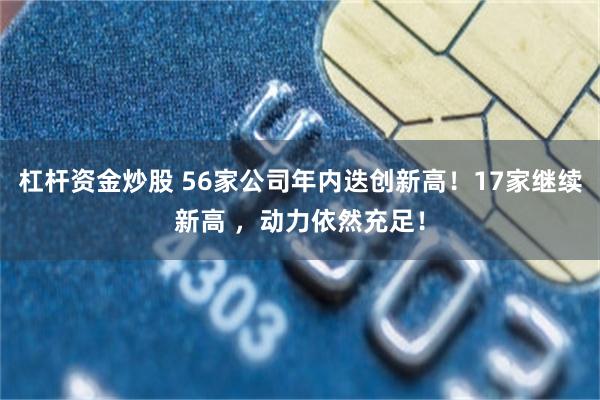 杠杆资金炒股 56家公司年内迭创新高！17家继续新高 ，动力依然充足！