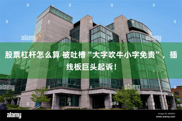 股票杠杆怎么算 被吐槽“大字吹牛小字免责”，插线板巨头起诉！