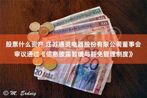 股票什么资产 江苏通灵电器股份有限公司董事会审议通过《信息披露暂缓与豁免管理制度》