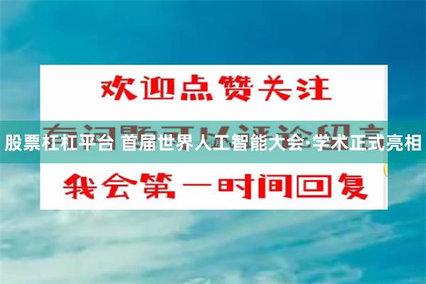 股票杠杠平台 首届世界人工智能大会·学术正式亮相