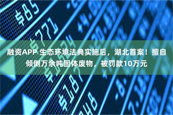融资APP 生态环境法典实施后，湖北首案！擅自倾倒万余吨固体废物，被罚款10万元