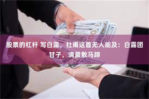 股票的杠杆 写白露,杜甫这首无人能及:白露团甘子,清晨散马蹄